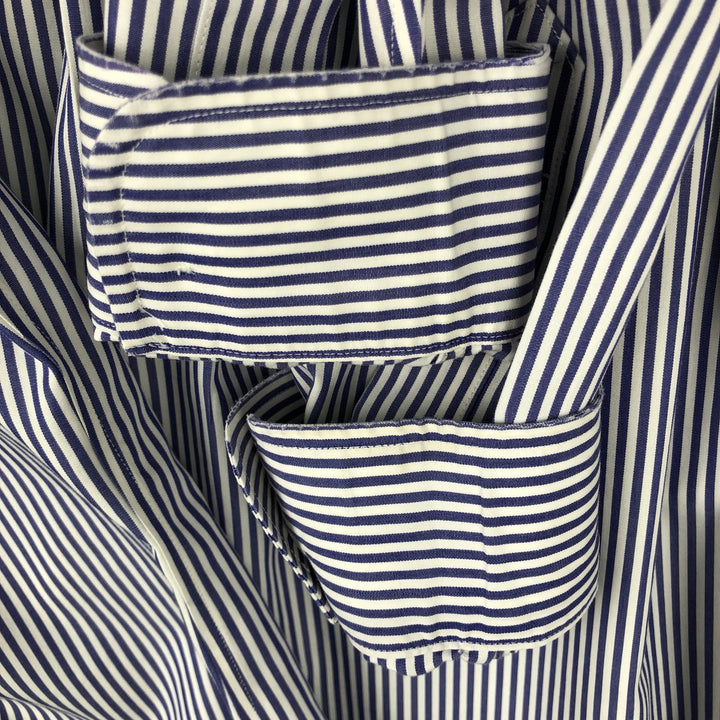 Brooks Brothers Est.1818 Classic Short-Sleeve Button-Down Striped Shirt, Men's Size M (approx.) Supima Cotton white type Vintage Second Hand