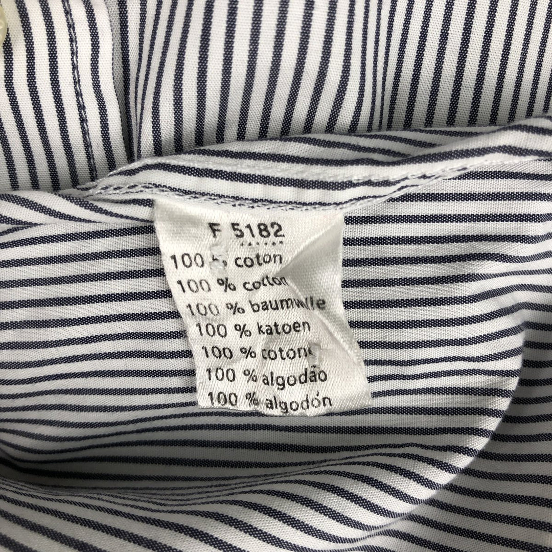 Lacoste LACOSTE Short-Sleeve Button-Down Striped Shirt, Men's Size M (approx.) cotton white type Vintage Second Hand