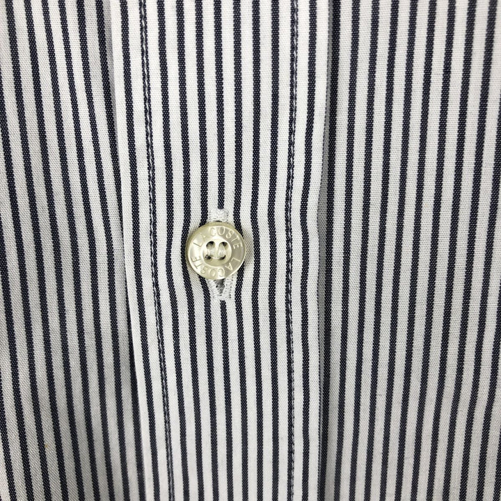Lacoste LACOSTE Short-Sleeve Button-Down Striped Shirt, Men's Size M (approx.) cotton white type Vintage Second Hand