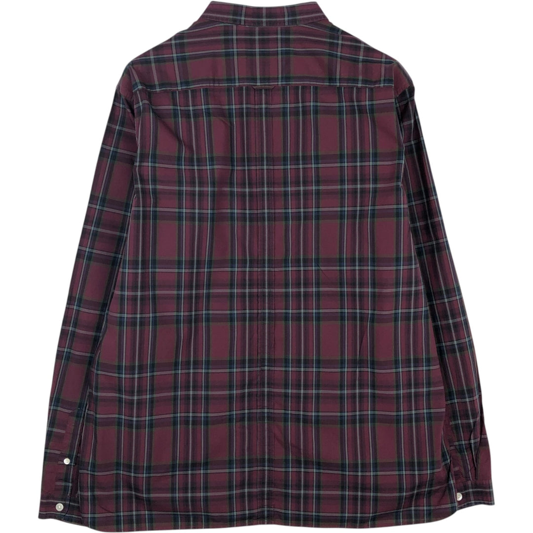 Fred Perry Slim Fit Long Sleeve Button-Down Check Shirt, Men's Size XL (approx.) cotton burgundy type Vintage Second Hand