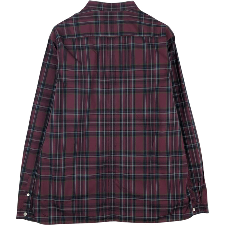 Fred Perry Slim Fit Long Sleeve Button-Down Check Shirt, Men's Size XL (approx.) cotton burgundy type Vintage Second Hand