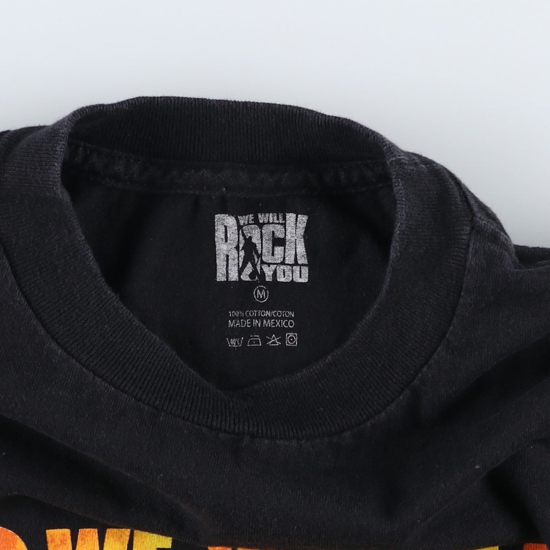QUEEN Band T-shirt, Men's M size cotton black type Vintage Second Hand