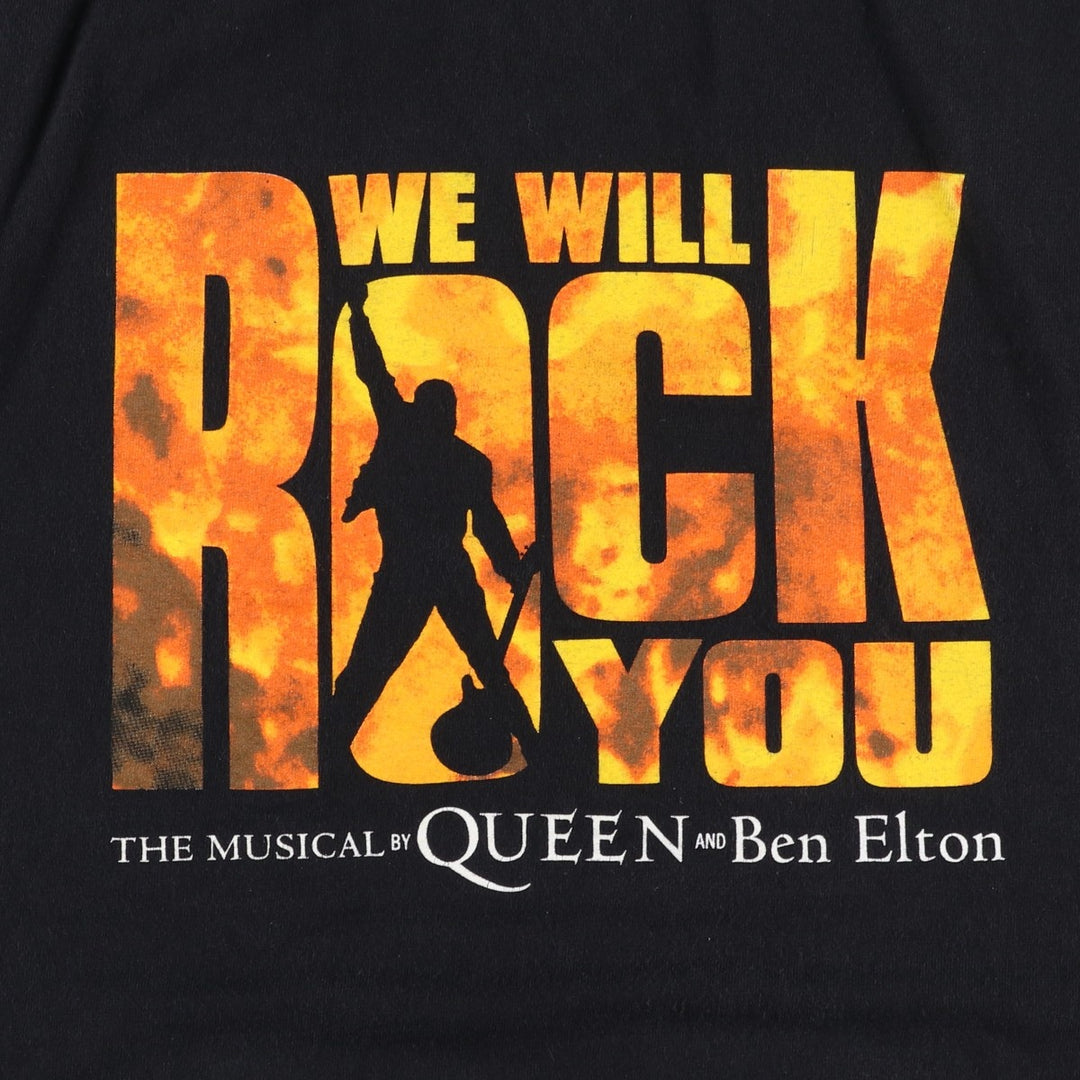 QUEEN Band T-shirt, Men's M size cotton black type Vintage Second Hand
