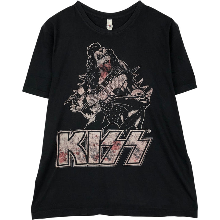 TEN KISS KISS Band T-shirt, Men's XL equivalent. cotton black type Vintage Second Hand