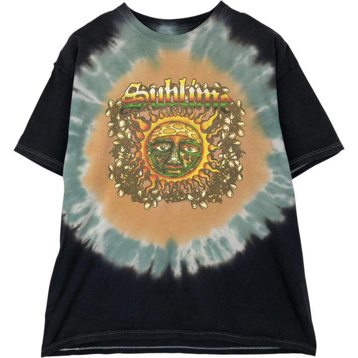 SUBLIME Tie-dye Pattern Band T-shirt, Men's XL size unclear black type Vintage Second Hand