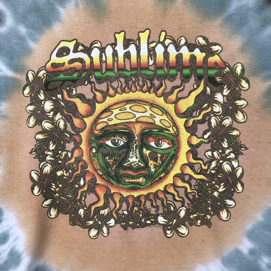 SUBLIME Tie-dye Pattern Band T-shirt, Men's XL size unclear black type Vintage Second Hand