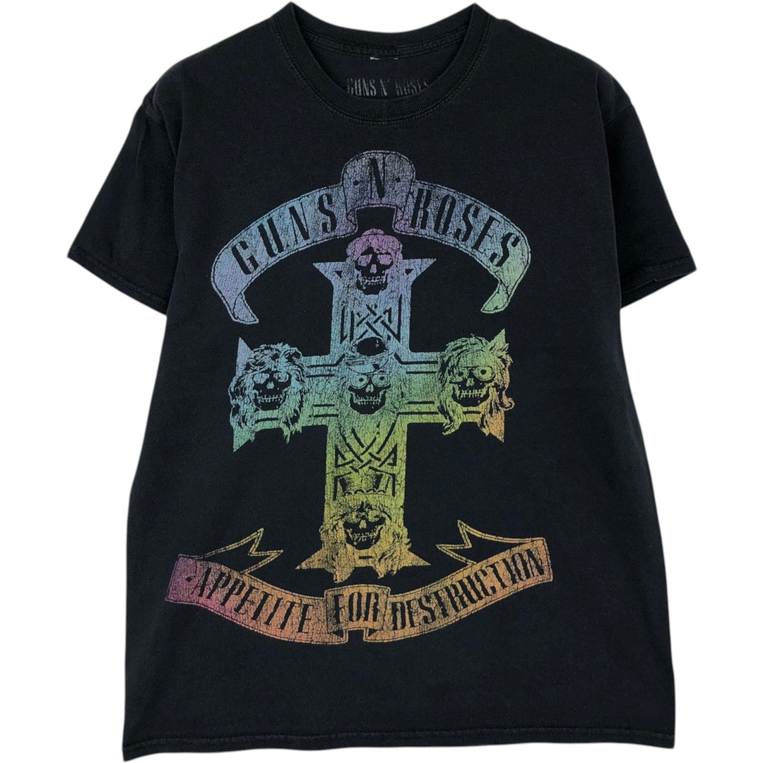 Guns N' Roses Skull Pattern Band T-Shirt (Men's Size S) cotton black type Vintage Second Hand