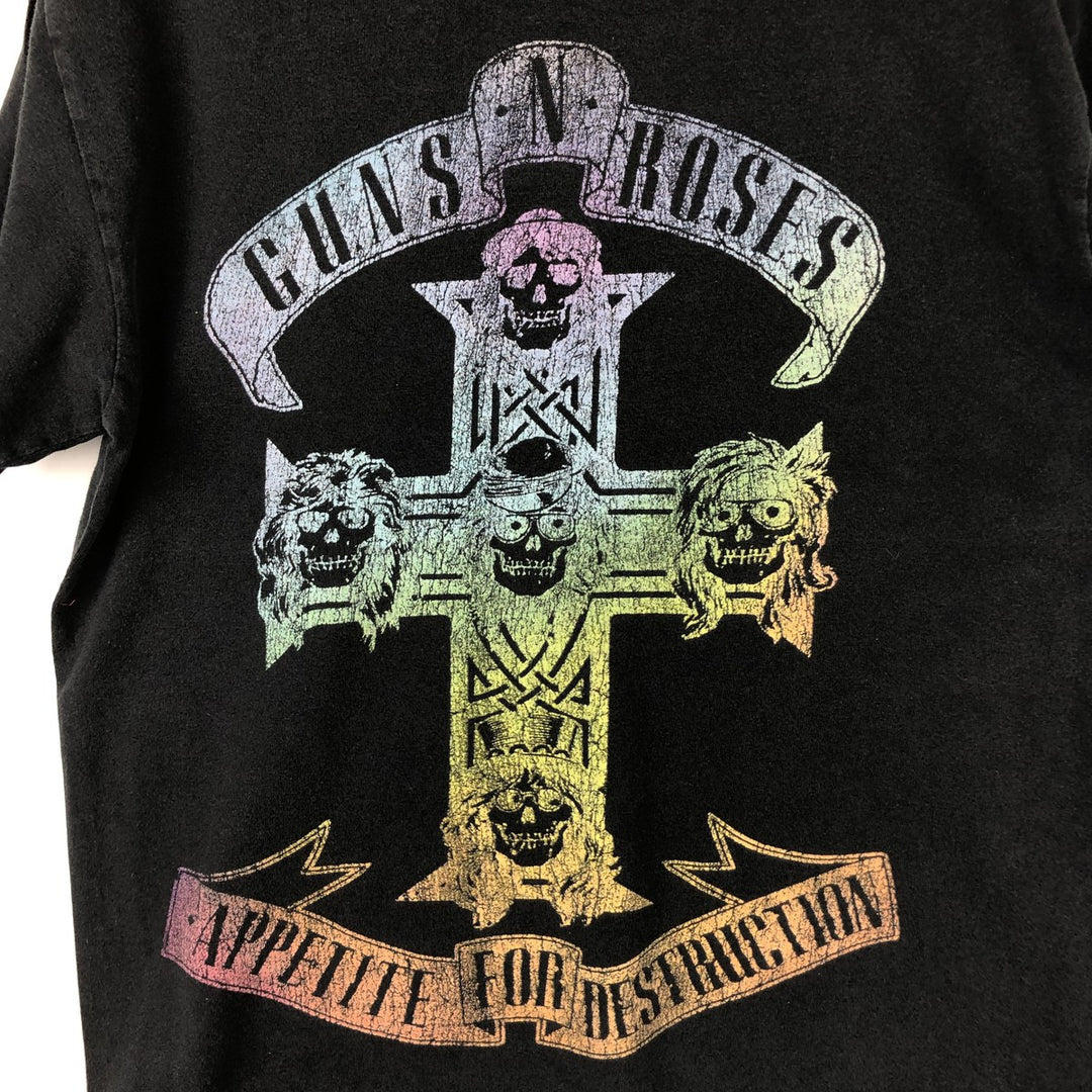 Guns N' Roses Skull Pattern Band T-Shirt (Men's Size S) cotton black type Vintage Second Hand