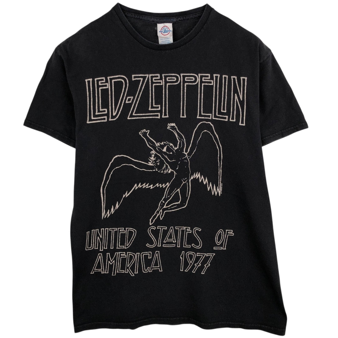 DELTA LED ZEPPELIN Band T-shirt (Men's size M) cotton black type Vintage Second Hand