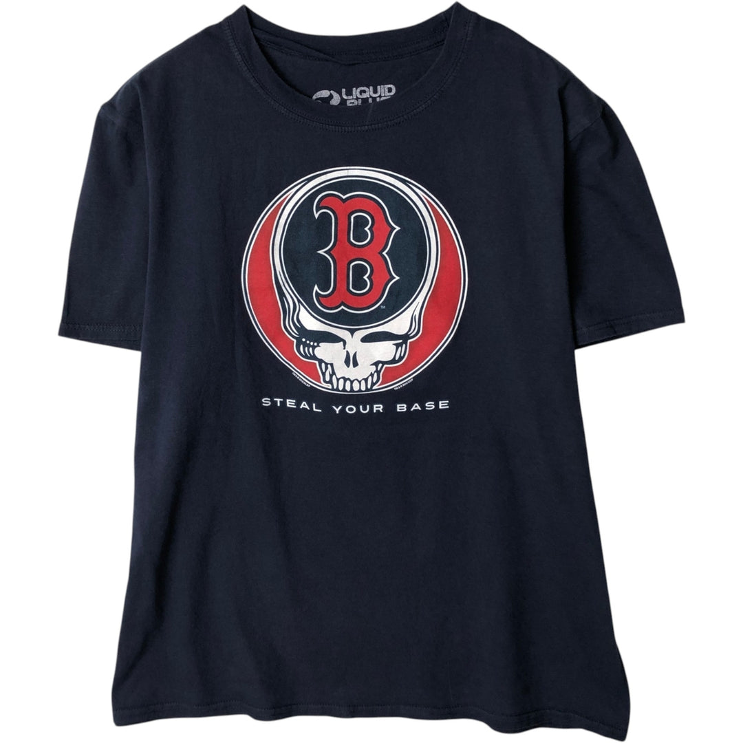 Liquid Blue Grateful Dead MLB Boston Red Sox Print T-Shirt (Men's Size L) cotton navy blue type Vintage Second Hand