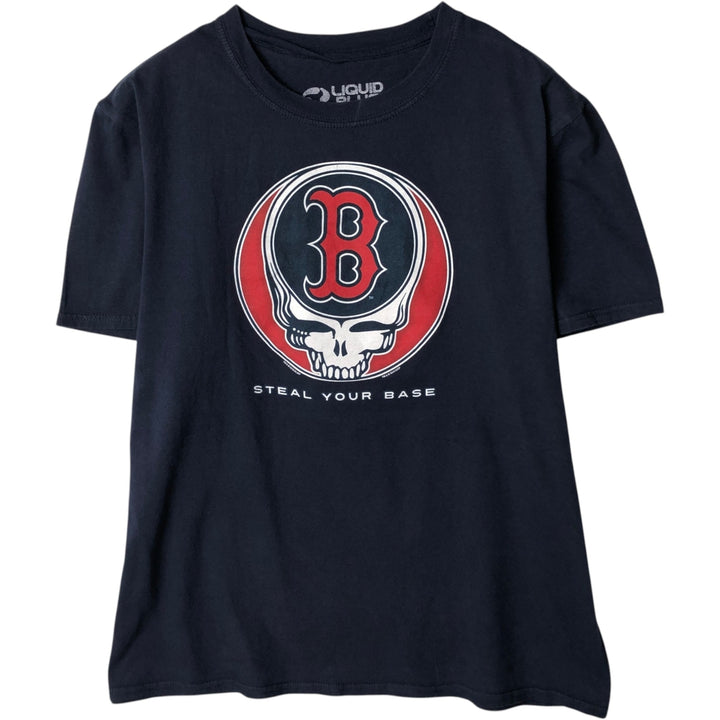 Liquid Blue Grateful Dead MLB Boston Red Sox Print T-Shirt (Men's Size L) cotton navy blue type Vintage Second Hand