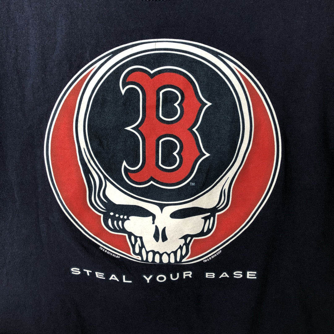 Liquid Blue Grateful Dead MLB Boston Red Sox Print T-Shirt (Men's Size L) cotton navy blue type Vintage Second Hand