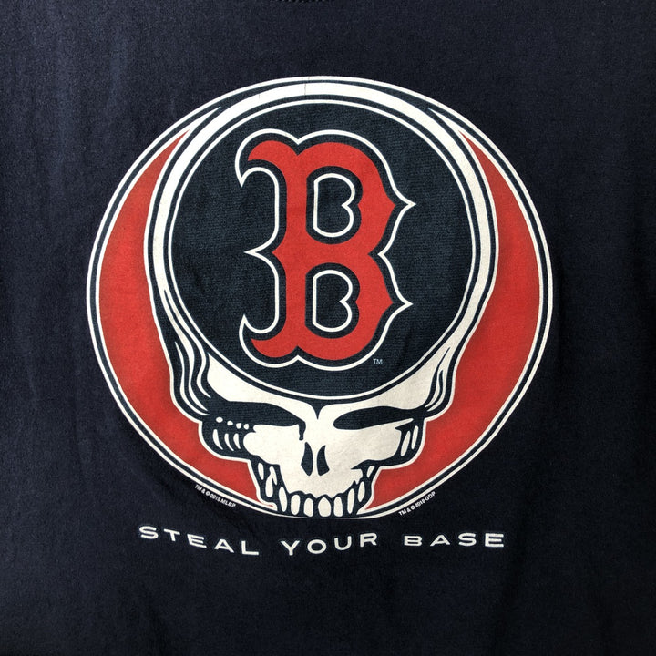 Liquid Blue Grateful Dead MLB Boston Red Sox Print T-Shirt (Men's Size L) cotton navy blue type Vintage Second Hand