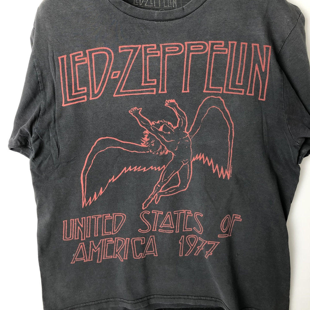 LED ZEPPELIN Led Zeppelin Band T-shirt Band T Men's M size cotton black type Vintage Second Hand