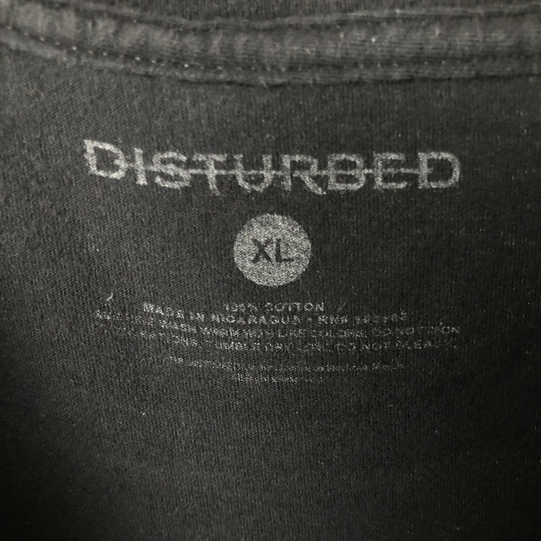DISTURBED Band T-shirt, Men's XL equivalent. cotton black type Vintage Second Hand