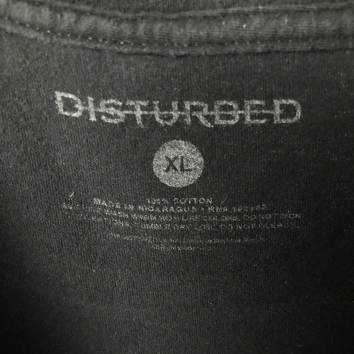 DISTURBED Band T-shirt, Men's XL equivalent. cotton black type Vintage Second Hand