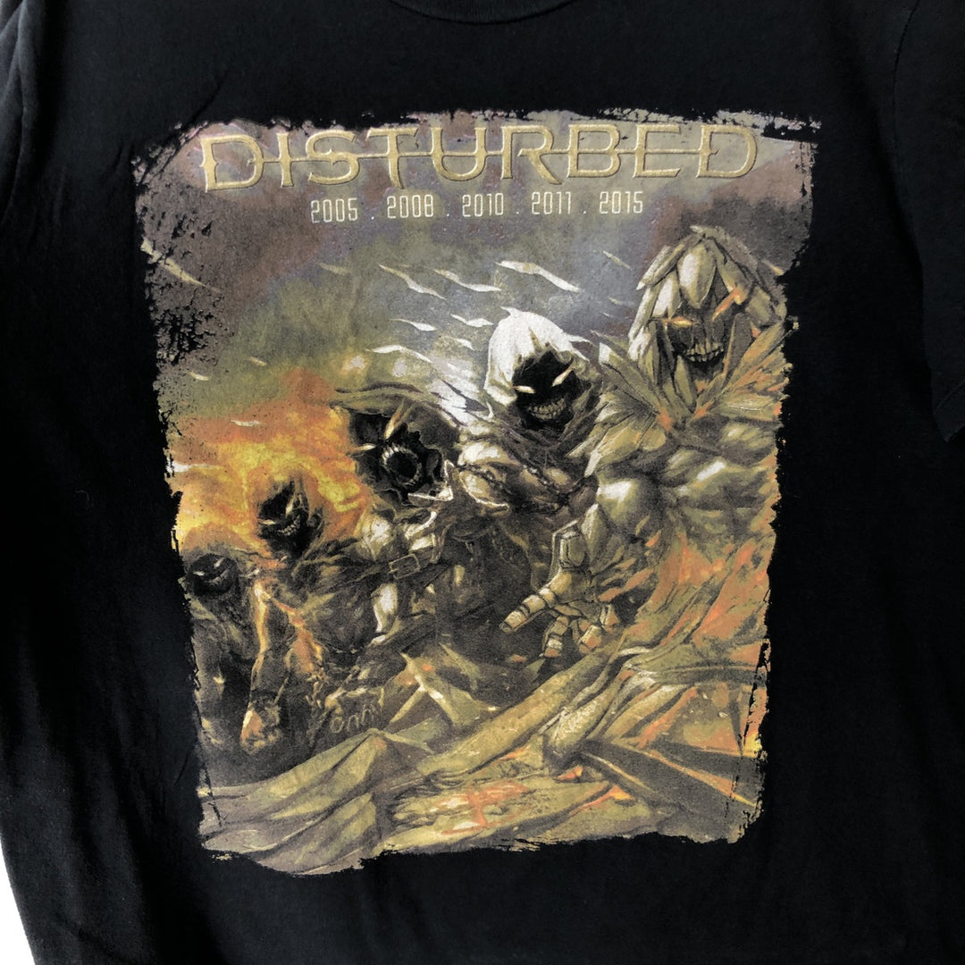 DISTURBED Band T-shirt, Men's XL equivalent. cotton black type Vintage Second Hand