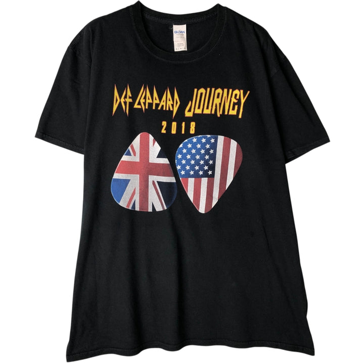 Gildan Def Leppard American flag pattern band t-shirt, men's size XL equivalent. cotton black type Vintage Second Hand