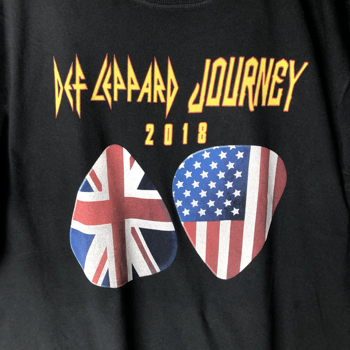Gildan Def Leppard American flag pattern band t-shirt, men's size XL equivalent. cotton black type Vintage Second Hand