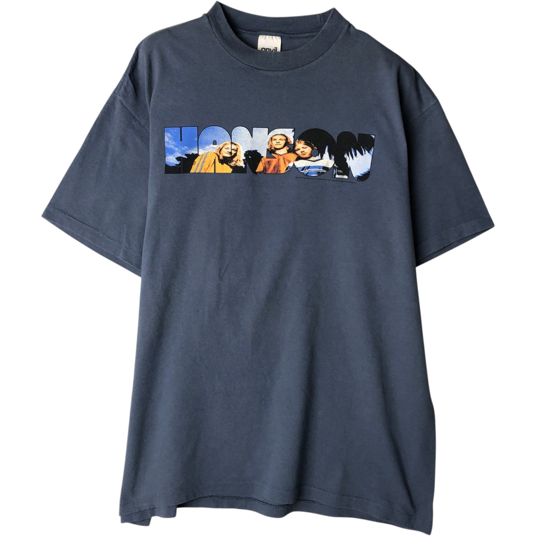 90'S Anvil HANSON Band T-Shirt, Made in USA, Men's XL equivalent, Vintage cotton Blue type light blue Vintage Second Hand