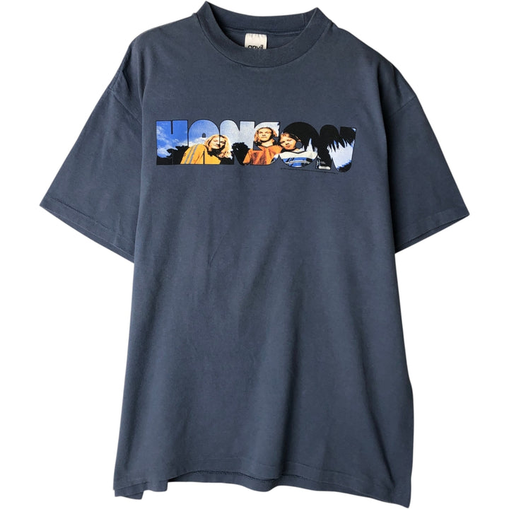 90'S Anvil HANSON Band T-Shirt, Made in USA, Men's XL equivalent, Vintage cotton Blue type light blue Vintage Second Hand
