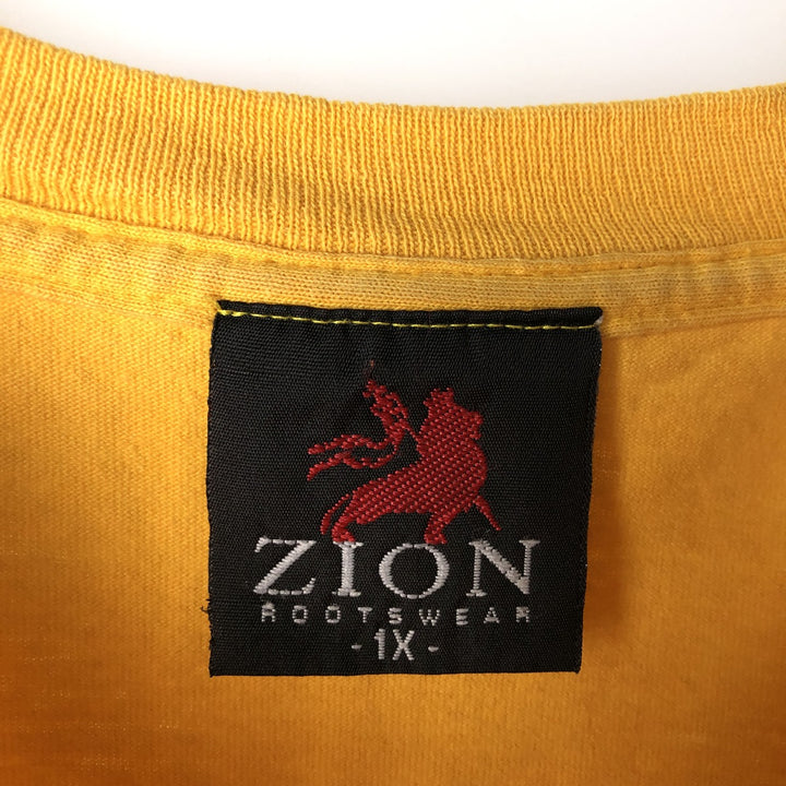 2000'S Zion Bob Marley Band T-shirt, Made in USA, Men's XL equivalent. cotton yellow type Vintage Second Hand