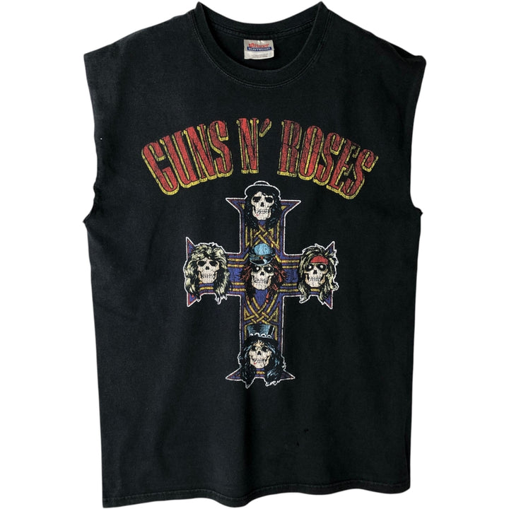 Hanes GUNS N' ROSES Skull Pattern Sleeveless Band T-Shirt (Men's Size M) cotton black type Vintage Second Hand
