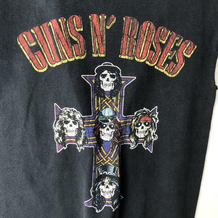 Hanes GUNS N' ROSES Skull Pattern Sleeveless Band T-Shirt (Men's Size M) cotton black type Vintage Second Hand
