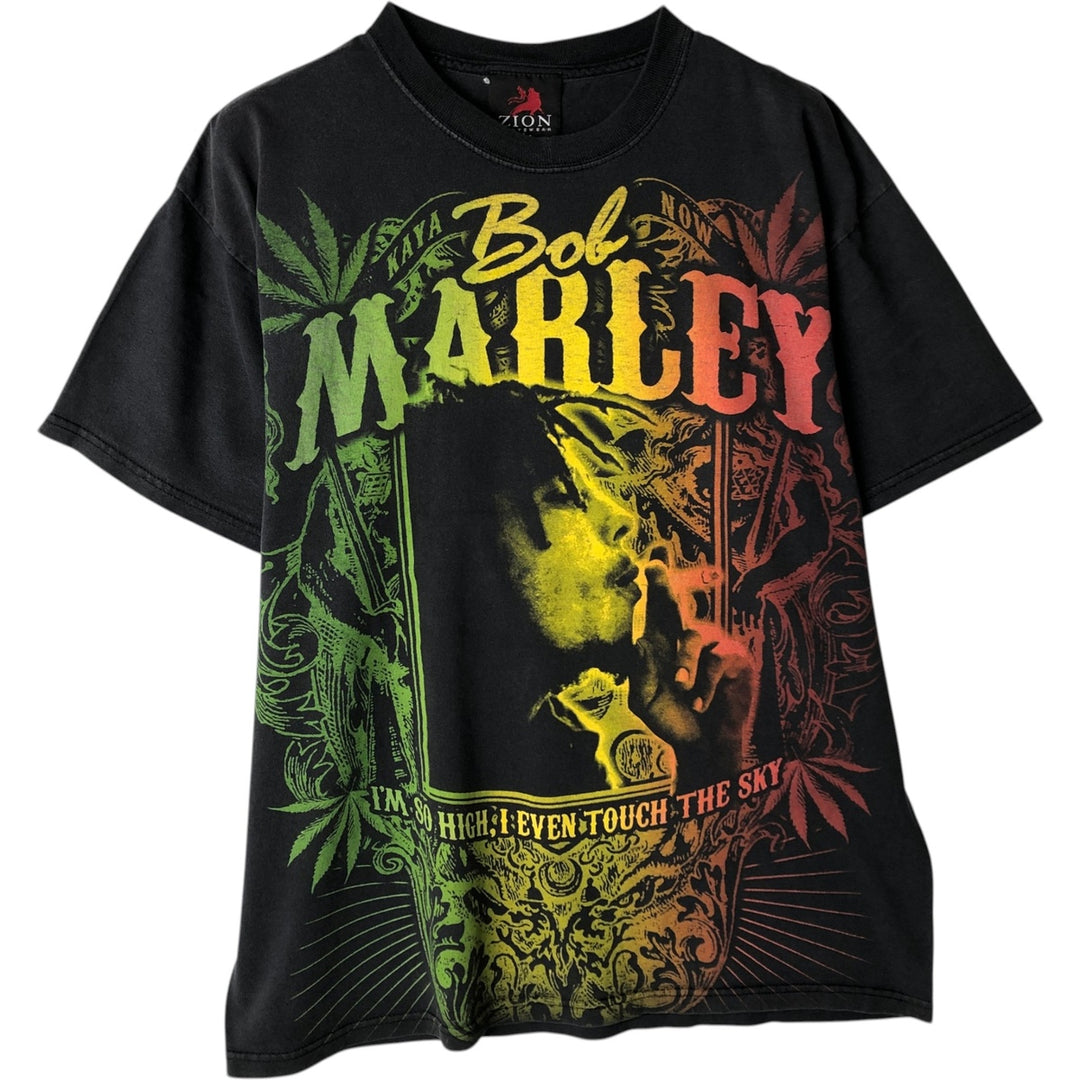 ZION BOB MARLEY Bob Marley Band T-shirt Band T Made in USA Men's L size cotton black type Vintage Second Hand