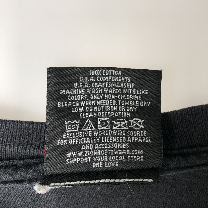 ZION BOB MARLEY Bob Marley Band T-shirt Band T Made in USA Men's L size cotton black type Vintage Second Hand