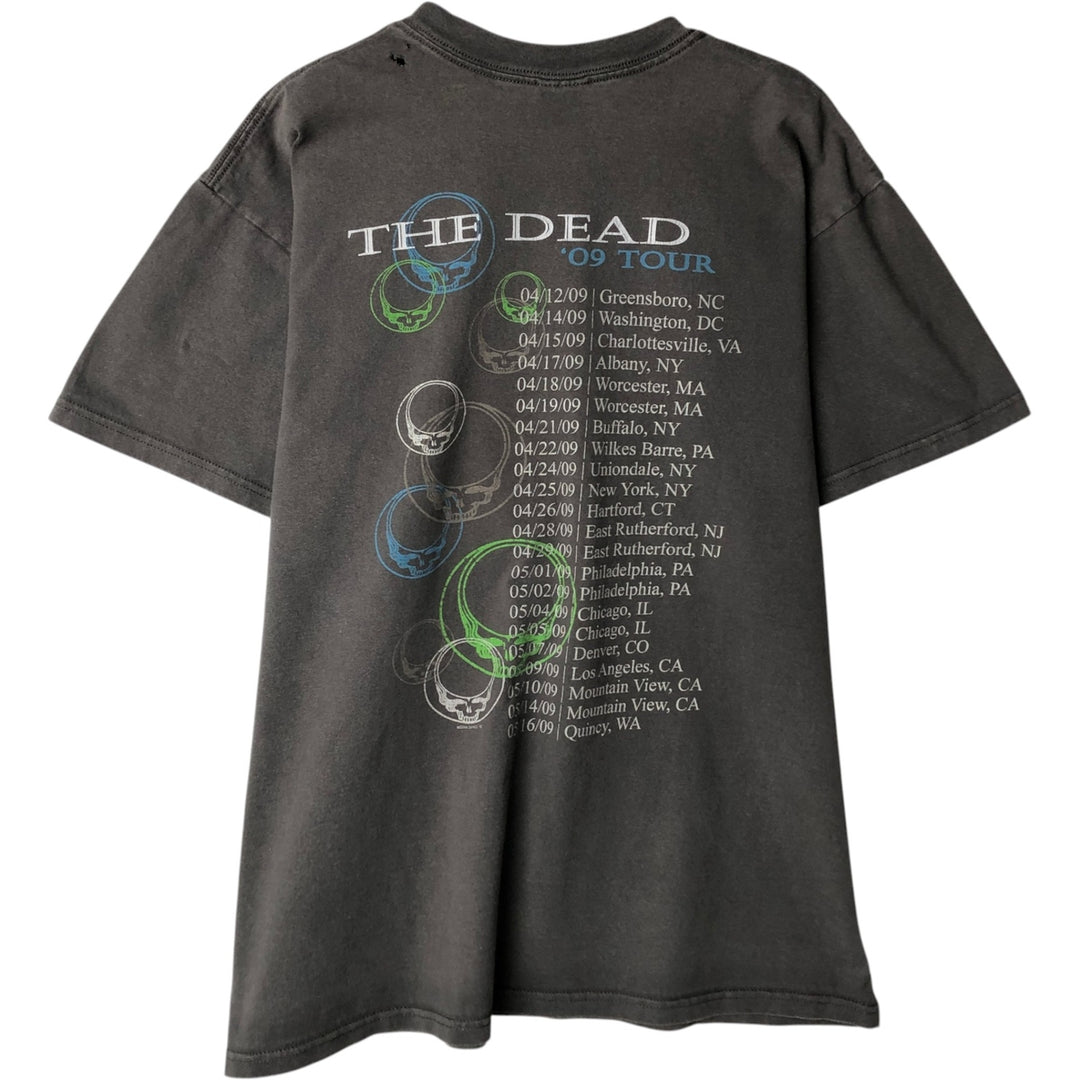 Anvil GRATEFUL DEAD Skull Pattern Band T-Shirt (Men's Size L) cotton Charcoal Vintage Second Hand