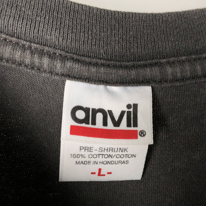 Anvil GRATEFUL DEAD Skull Pattern Band T-Shirt (Men's Size L) cotton Charcoal Vintage Second Hand