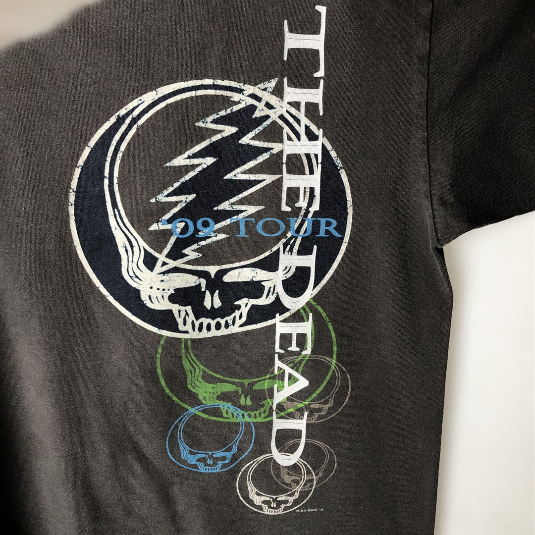 Anvil GRATEFUL DEAD Skull Pattern Band T-Shirt (Men's Size L) cotton Charcoal Vintage Second Hand