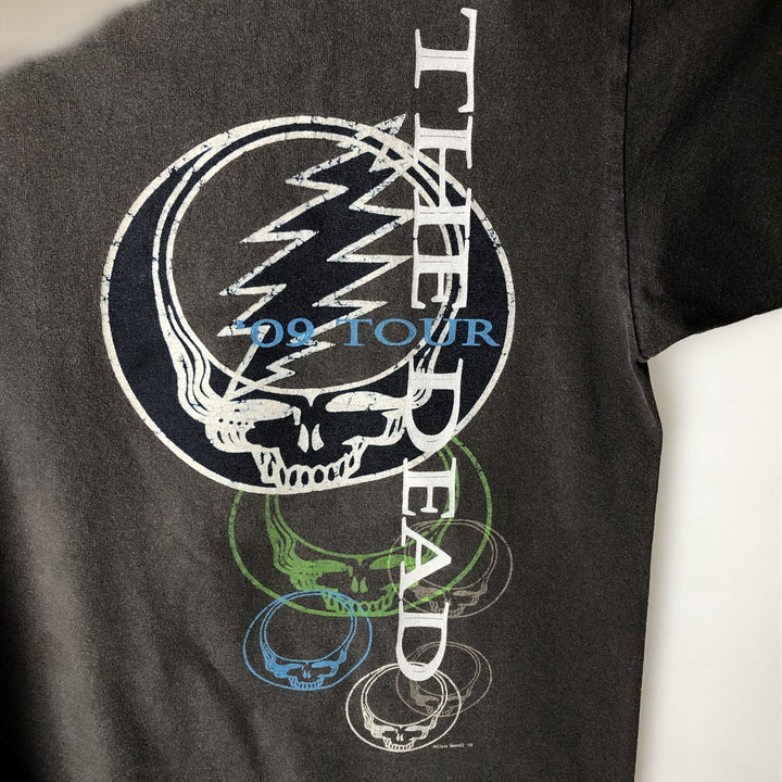 Anvil GRATEFUL DEAD Skull Pattern Band T-Shirt (Men's Size L) cotton Charcoal Vintage Second Hand