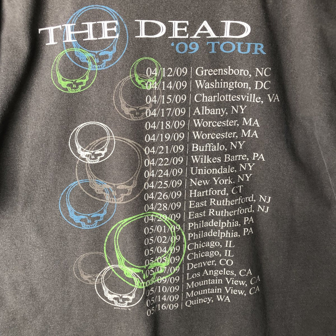 Anvil GRATEFUL DEAD Skull Pattern Band T-Shirt (Men's Size L) cotton Charcoal Vintage Second Hand