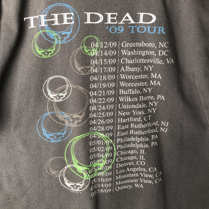 Anvil GRATEFUL DEAD Skull Pattern Band T-Shirt (Men's Size L) cotton Charcoal Vintage Second Hand