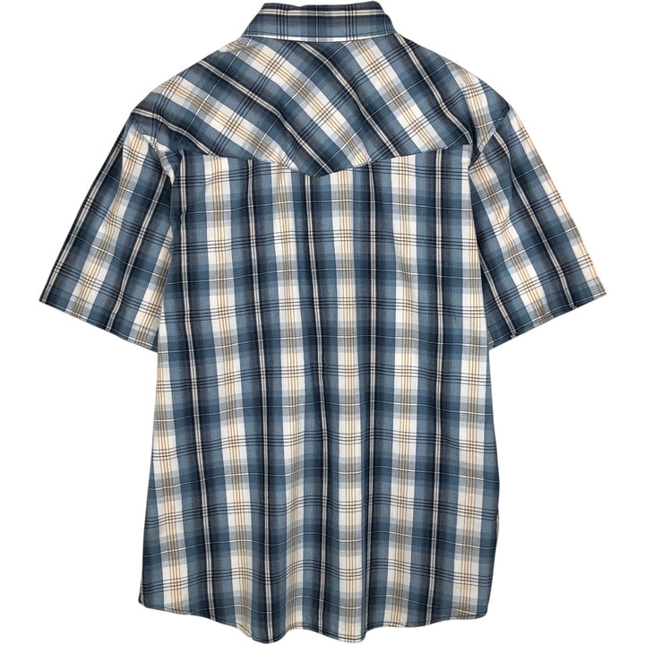 Dickies Check Pattern Short Sleeve Work Shirt Men's XL cotton blue type Vintage Second Hand