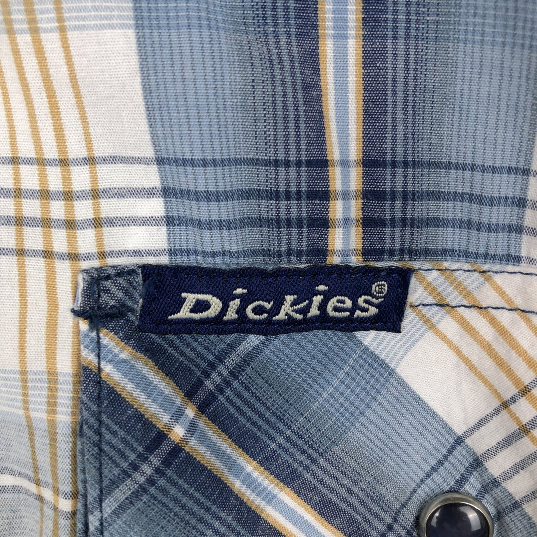 Dickies Check Pattern Short Sleeve Work Shirt Men's XL cotton blue type Vintage Second Hand