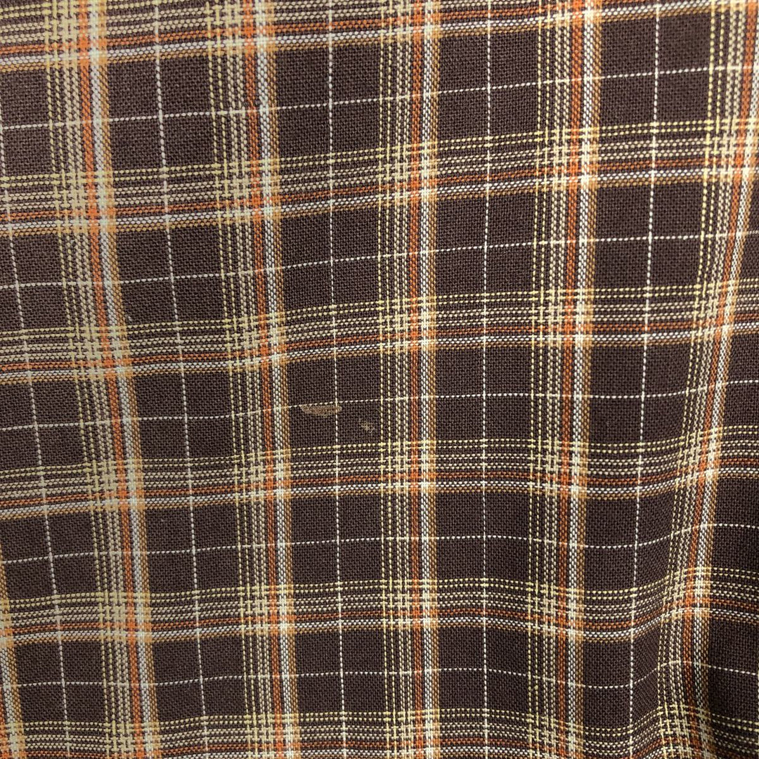Dickies Check Pattern Short Sleeve Work Shirt Box Shirt Men's L size cotton brown type Vintage Second Hand