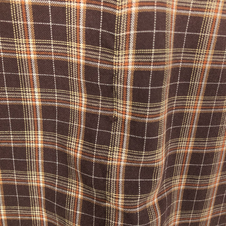 Dickies Check Pattern Short Sleeve Work Shirt Box Shirt Men's L size cotton brown type Vintage Second Hand