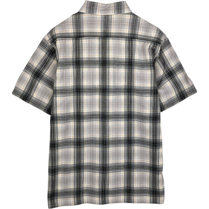 Dickies Check Pattern Short Sleeve Work Shirt Box Shirt Men's M Size cotton gray type Vintage Second Hand
