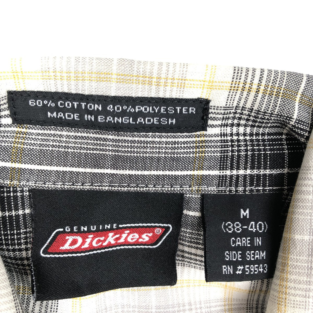Dickies Check Pattern Short Sleeve Work Shirt Box Shirt Men's M Size cotton gray type Vintage Second Hand