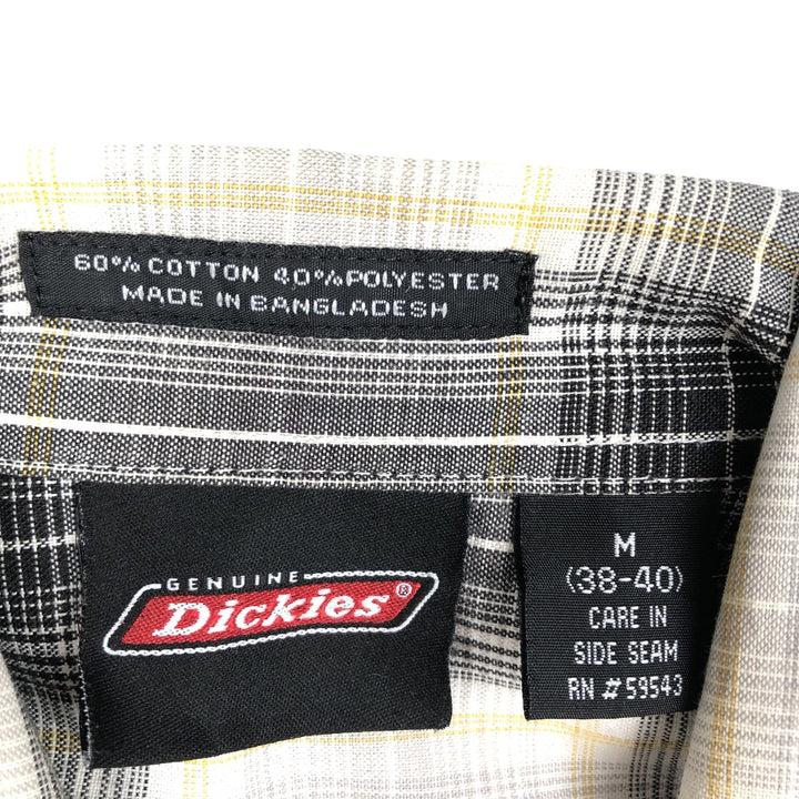 Dickies Check Pattern Short Sleeve Work Shirt Box Shirt Men's M Size cotton gray type Vintage Second Hand