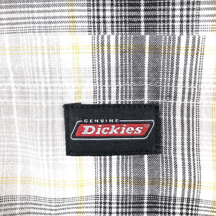 Dickies Check Pattern Short Sleeve Work Shirt Box Shirt Men's M Size cotton gray type Vintage Second Hand