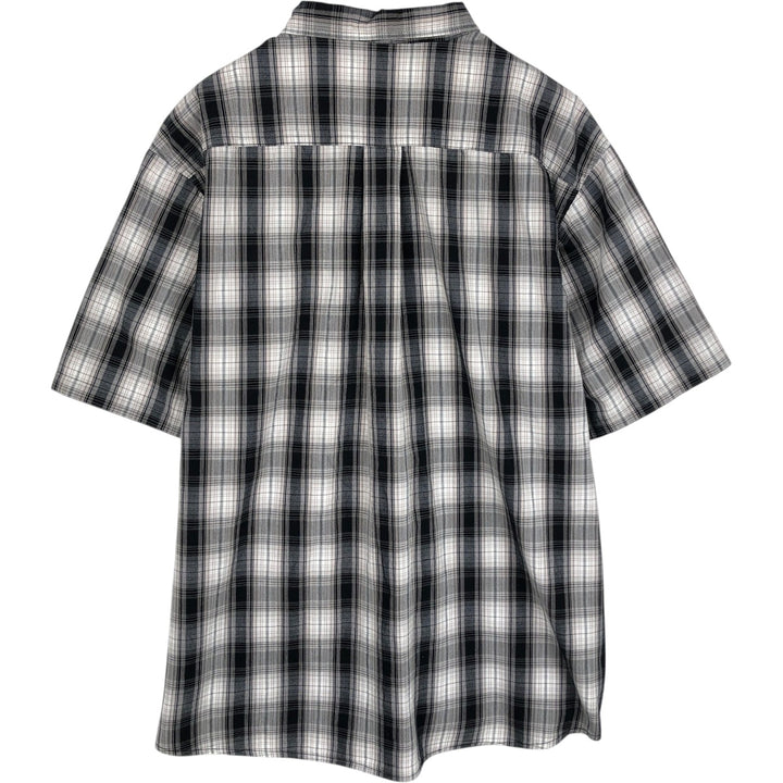 Dickies Relaxed Fit Check Pattern Button-Down Short-Sleeve Work Shirt (Men's Size L) unclear black type Vintage Second Hand