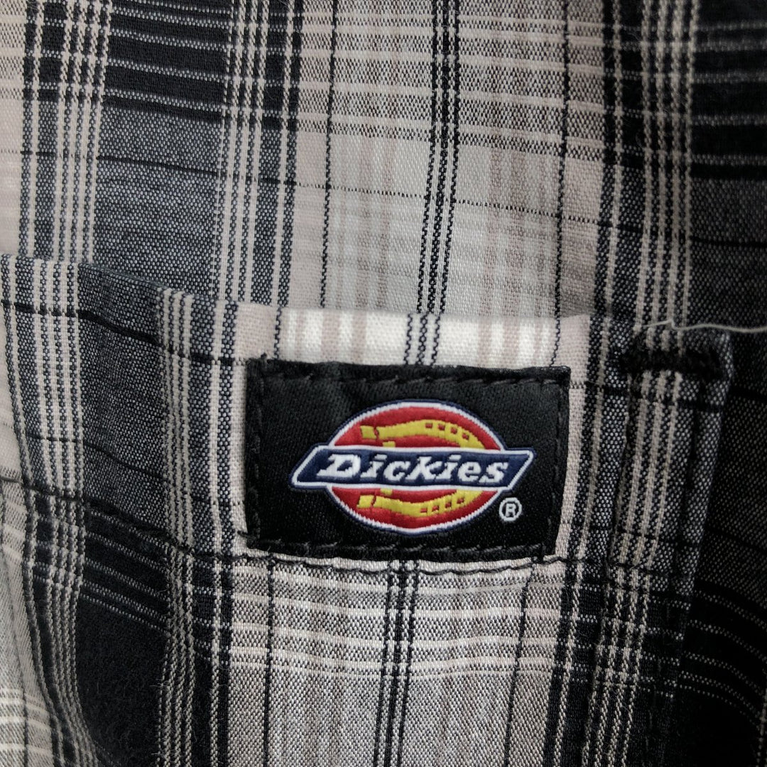 Dickies Relaxed Fit Check Pattern Button-Down Short-Sleeve Work Shirt (Men's Size L) unclear black type Vintage Second Hand