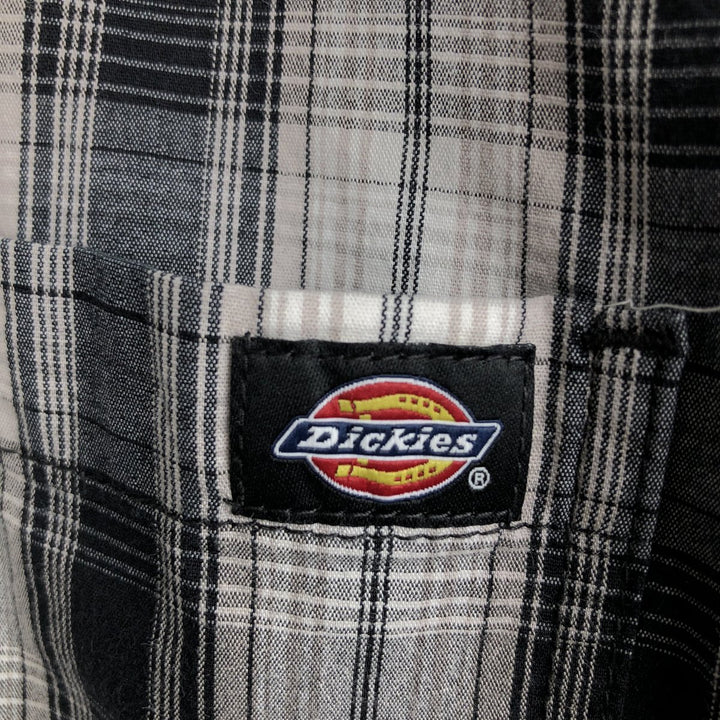 Dickies Relaxed Fit Check Pattern Button-Down Short-Sleeve Work Shirt (Men's Size L) unclear black type Vintage Second Hand