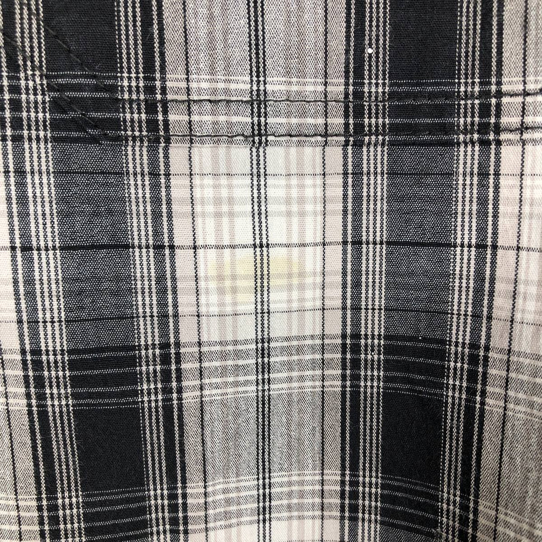 Dickies Relaxed Fit Check Pattern Button-Down Short-Sleeve Work Shirt (Men's Size L) unclear black type Vintage Second Hand