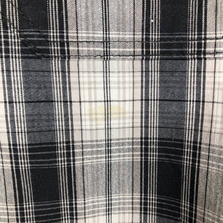 Dickies Relaxed Fit Check Pattern Button-Down Short-Sleeve Work Shirt (Men's Size L) unclear black type Vintage Second Hand