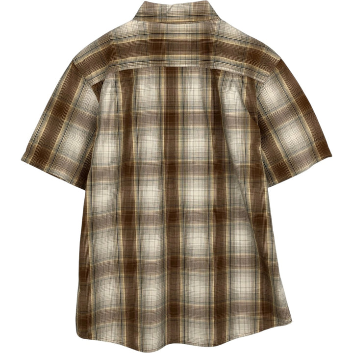 Carhartt Relaxed Fit Check Pattern Short-Sleeve Work Shirt, Men's Size L (equivalent), Button-Down cotton beige type brown Vintage Second Hand